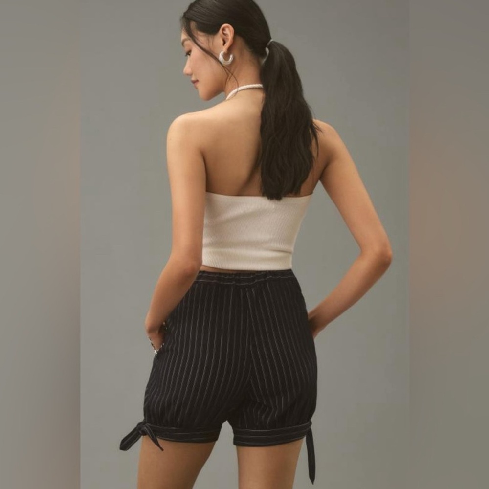 Maeve Black Striped High Waist Shorts